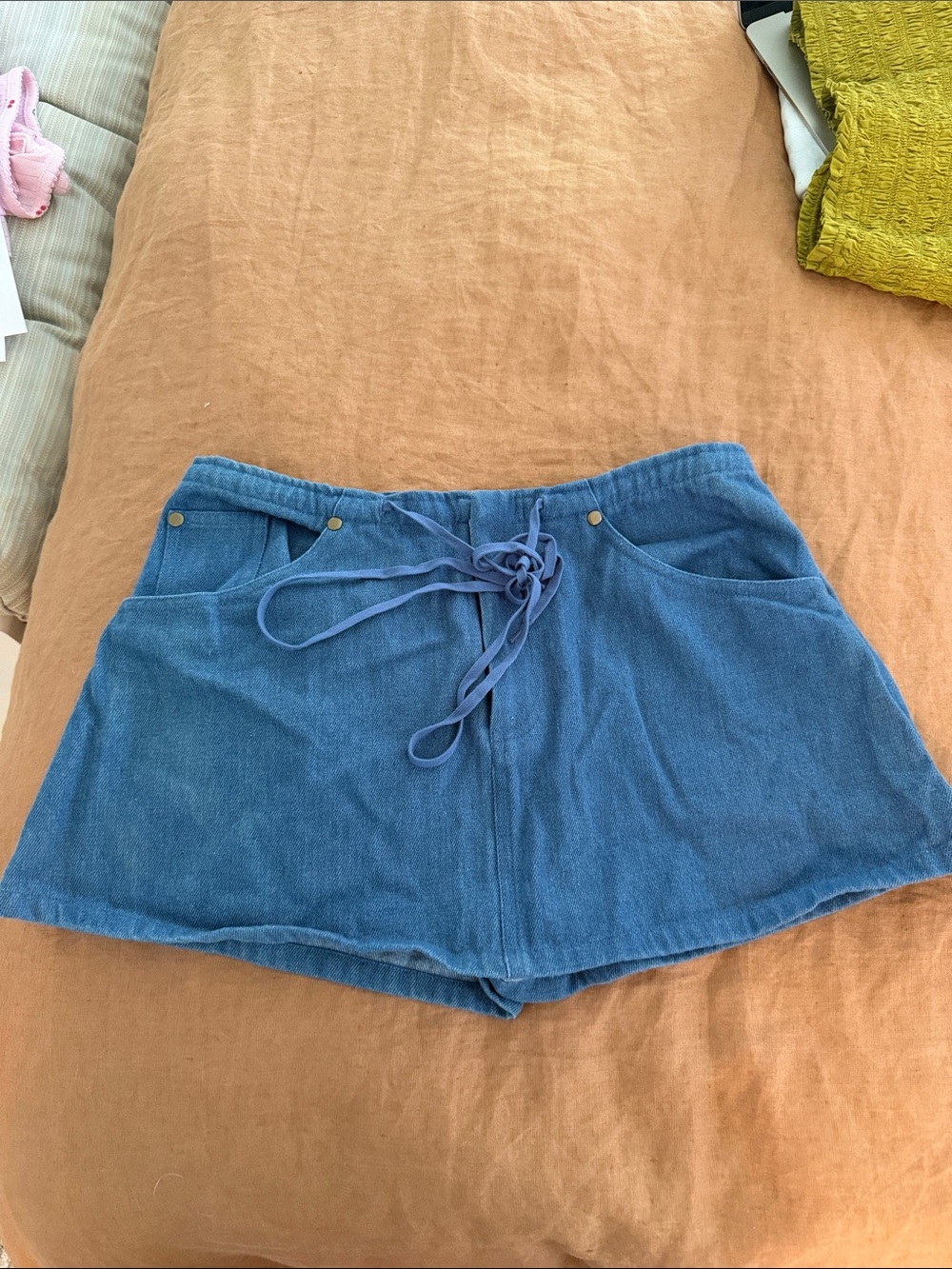 Lovers + Friends Blue Terry Drawstring Skort Shorts